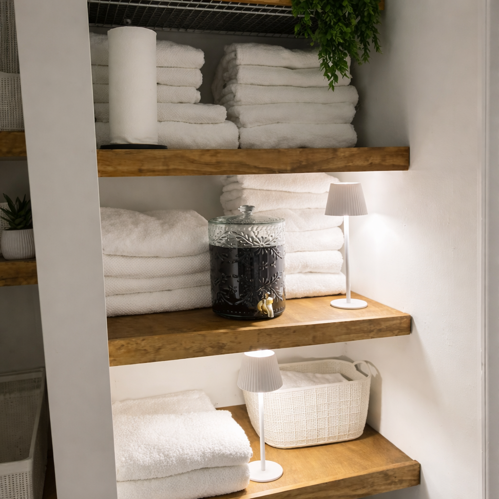 Organized linen closet